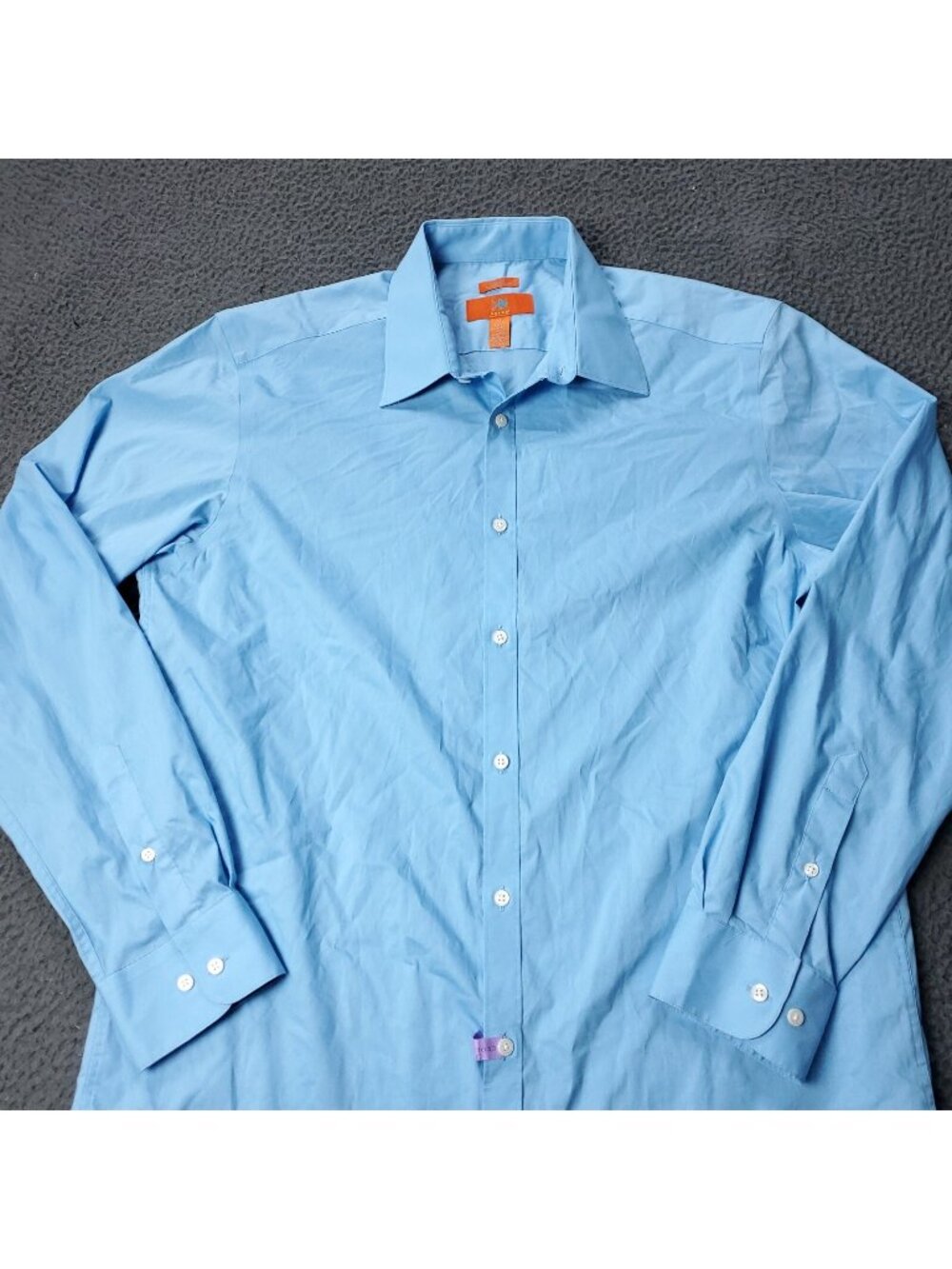 EGARA Extreme Slim Stretch Shirt Mens 16.5 34/35 Sleeve Cotton Button Blue